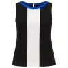 Conquista Women's Black Sleeveless Block Colour Top In Black