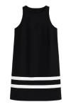 Conquista Women's Black Sleeveless Dress With White Stripe Detail In Black