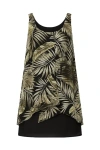 Conquista Women's Black Sleeveless Print Chiffon Dress With Layers In Black
