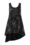 Conquista Women's Black Sleeveless Print Layer Dress In Black