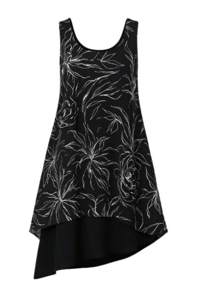 Conquista Women's Black Sleeveless Print Layer Dress