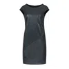 CONQUISTA WOMEN'S BLACK SLEEVELESS STITCH DETAIL DRESS