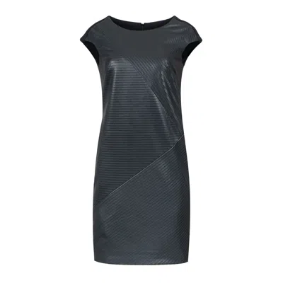 Conquista Women's Black Sleeveless Stitch Detail Dress