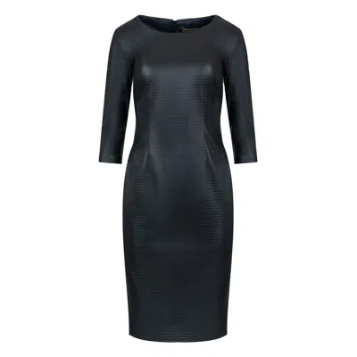 Conquista Women's Black Stitch Detail Fitted Dress