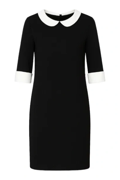 Conquista Women's Black Straight Dress With Contrast Details