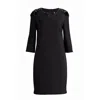 Conquista Women's Black Straight Dress With Fur Detail. In Black