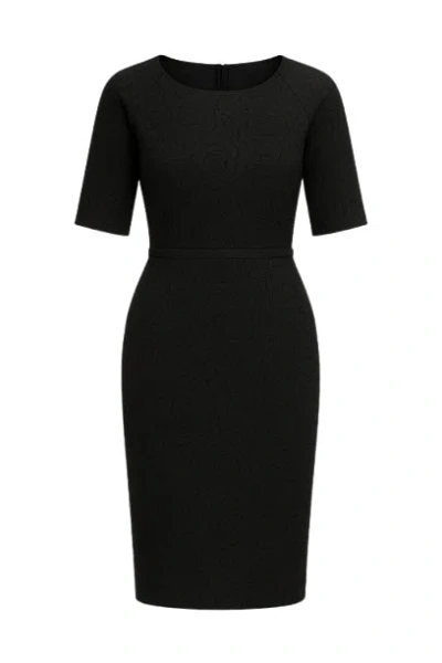 Conquista Women's Black Straight Elbow Sleeve Dress
