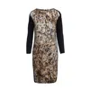 CONQUISTA WOMEN'S BLACK STRAIGHT PRINT DRESS CONQUISTA