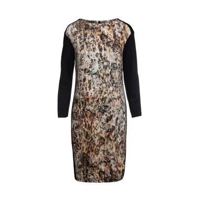 Conquista Women's Black Straight Print Dress