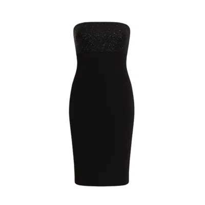 Conquista Women's Black Straight Strapless Mini Dress