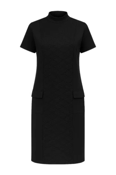Conquista Women's Black Straight Turtle Neck Dress