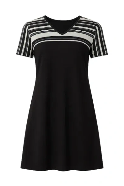 Conquista Women's Black Stripe Detail A Line Dress