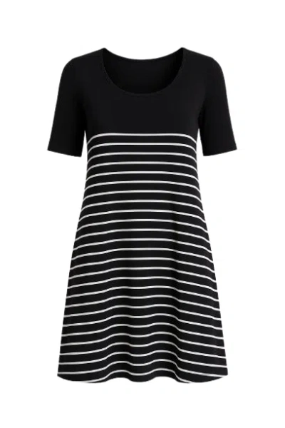 Conquista Women's Black Stripe Detail A Line Stretch Dress.