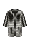 Conquista Women's Black Stripe Pocket Detail Cardigan In Black