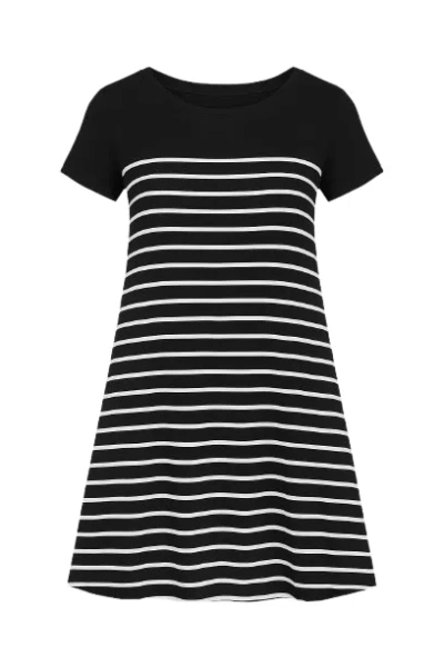 Conquista Women's Black Striped A Line Dress