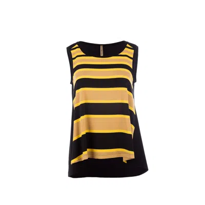 Conquista Women's Black Striped Sleeveless Top