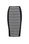 Conquista Women's Black Striped Stretch Pencil Skirt In Black