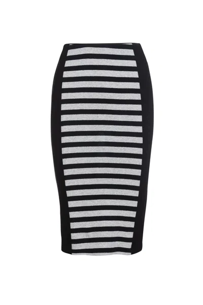 Conquista Women's Black Striped Stretch Pencil Skirt