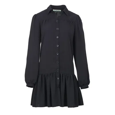 Conquista Women's Black Tencel Dress With Buttons