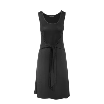 Conquista Women's Black Tie Waist Sleeveless Dress By  Fashion