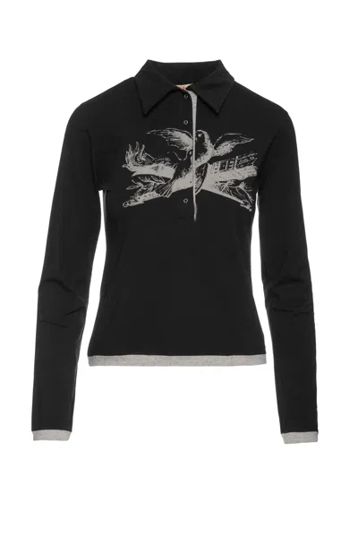 Conquista Women's Black Top With A Grey Print