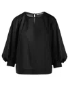 Conquista Women's Black Top With Bishop Sleeves In Black