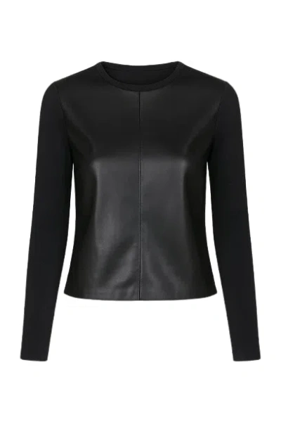 Conquista Women's Black Top With Faux Leather Front