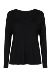 Conquista Women's Black Top With Long Batwing Sleeves By Swl In Black