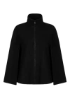 Conquista Women's Black Winter Cape In Woven Fabric In Black