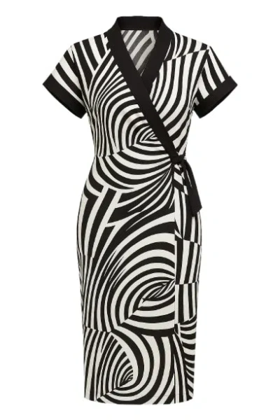 Conquista Women's Black Zebra Print Crossover Dress