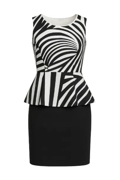 Conquista Women's Black Zebra Print Peplum Dress