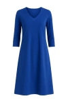 Conquista Women's Blue A Line V Neck Dress In Blue