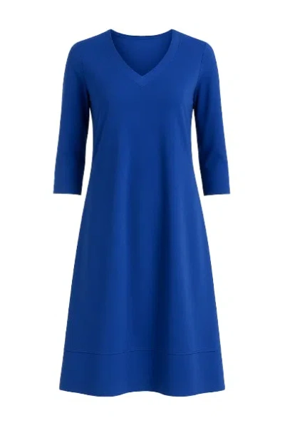 Conquista Women's Blue A Line V Neck Dress