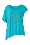 Conquista Women's Blue Asymmetric Printed Top In Blue