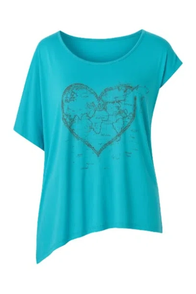 Conquista Women's Blue Asymmetric Printed Top