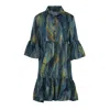 Conquista Women's Blue Azure Feather Print Viscose Dress In Blue