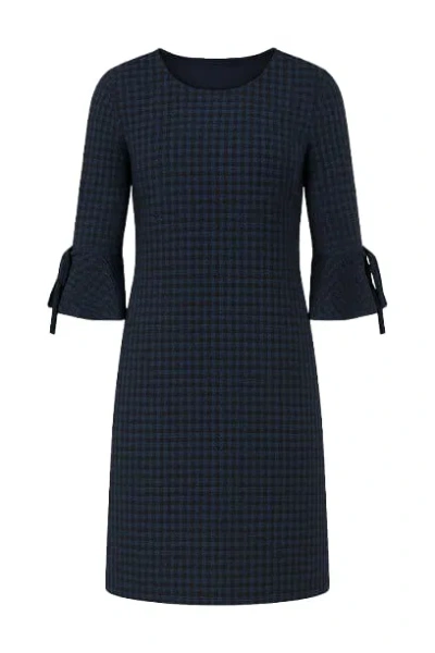 Conquista Women's Blue Bell Sleeve Straight Check Dress