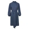 CONQUISTA WOMEN'S BLUE BELTED LONG SLEEVE INDIGO DRESS