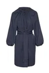 Conquista Women's Blue Belted Navy Dress With Pockets In Blue