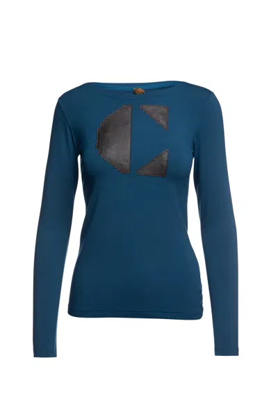 Conquista Women's Blue C' Logo Long Sleeve Top Petrol