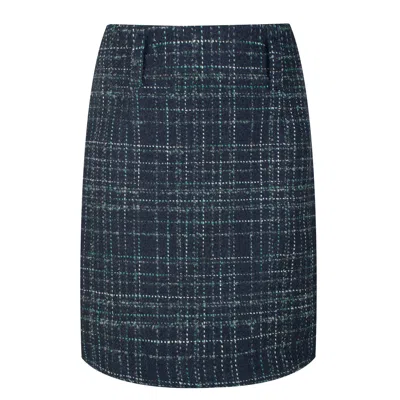 Conquista Women's Blue Check Wool Coat Fabric Mini Skirt