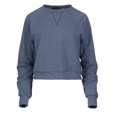 Conquista Women's Blue Crop Indigo Melange Sweatshirt