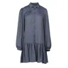Conquista Women's Blue Denim Style Dress With Buttons In Blue