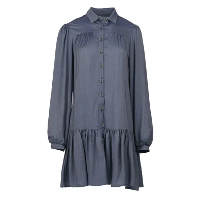 Conquista Women's Blue Denim Style Dress With Buttons