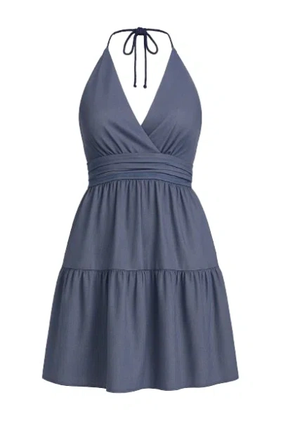 Conquista Women's Blue Denim Style Empire Line Mini Dress
