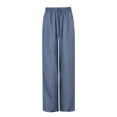 Conquista Women's Blue Denim Style Wide Leg Pants