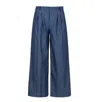 Conquista Women's Blue Denim Style Wide Leg Pants In Blue