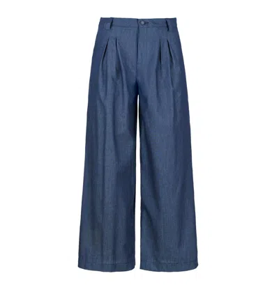 Conquista Women's Blue Denim Style Wide Leg Pants