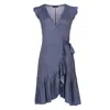 CONQUISTA WOMEN'S BLUE DENIM STYLE WRAP DRESS