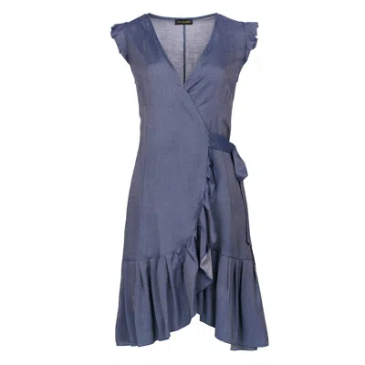 Conquista Women's Blue Denim Style Wrap Dress